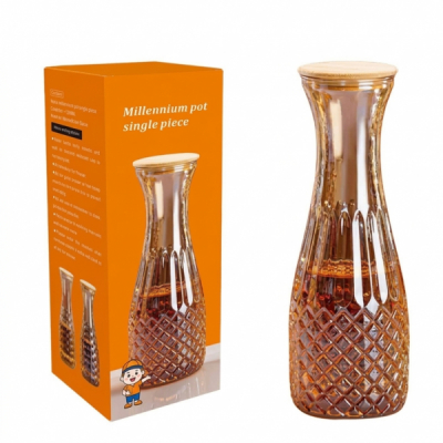 Carafa Limonada cu Capac 1.2L Sticla Bambus Wei A16492 DNC68089