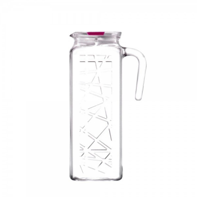 Set 6 Carafe sticla 1,2L cu capac plastic colorat LIN120