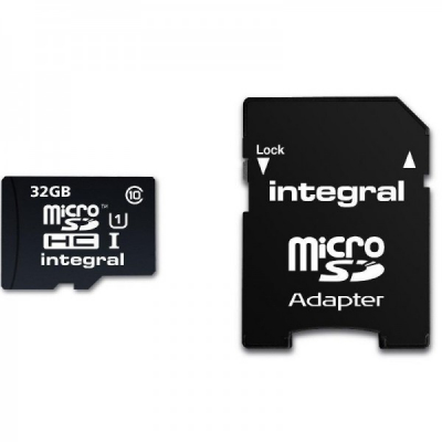 Card Integral Micro SDHC 32GB Clasa 10 UHS-I U1 cu adaptor SD