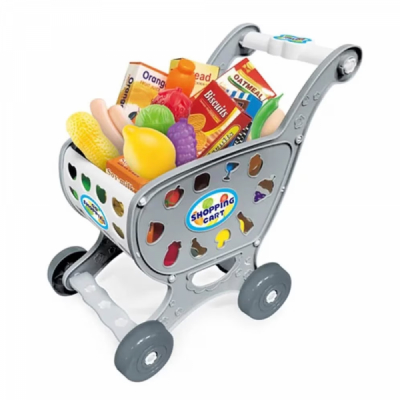 Carucior cumparaturi pentru copii fara accesorii 4 roti 29x28x18cm Gri 988-1 CWT