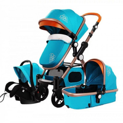 Carucior Multifunctional 3in1 JU Golden Baby T800 Albastru