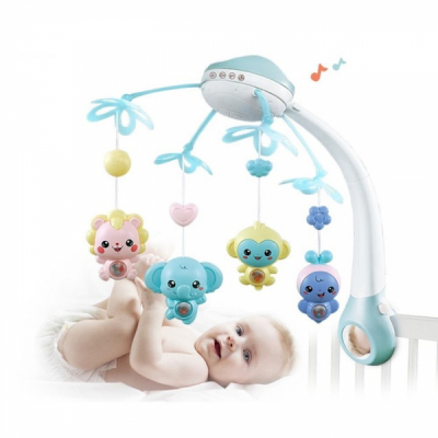 Carusel muzical cu jucarii patut bebelus proiector si lumini veghe 6688A CWT