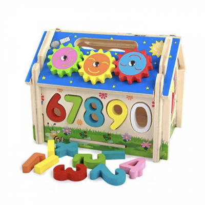 Casa copii multifunctionala din lemn cu 5 tipuri de activitati educative MMM-108 CWT