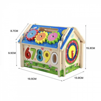 Casa copii multifunctionala din lemn cu 5 tipuri de activitati educative MMM-108 CWT
