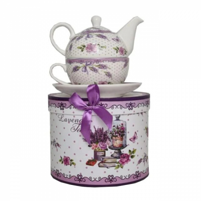 Ceainic Portelan cu Ceasca si Farfurie Premium in Cutie Cadou 350ml P445 DNB