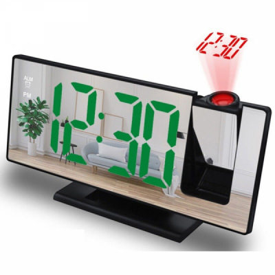 Ceas cu Oglinda Mirror LED USB Proiectie Ora 3618LP Verde 13B068 XXM