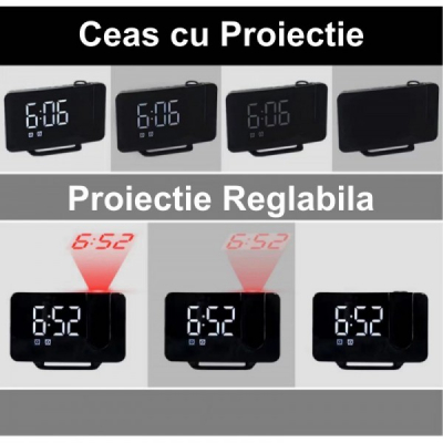 Ceas Digital cu Proiectie si Radio FM la USB 15x10x4.5cm GH0716 XXM