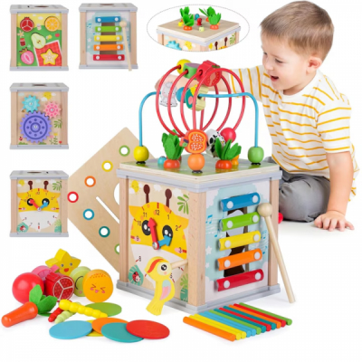 Centru activitati educativ 7in1 din lemn 16×16×30cm MWDH-020 CWT