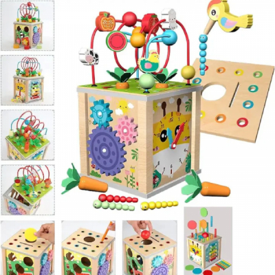 Centru activitati educativ 7in1 din lemn 16×16×30cm MWDH-020 CWT