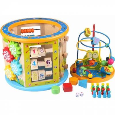 Centru de activitati copii din lemn 8in1 Broscuta vesela YDL1256 CWT