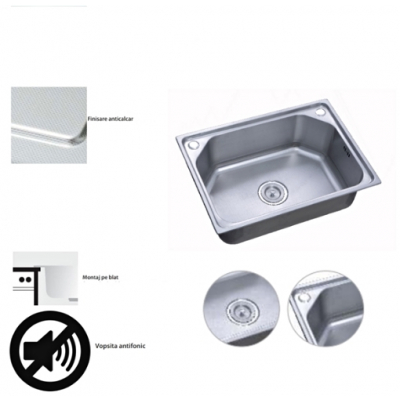 Chiuveta inox pentru blat mata 43x60cm FREDDO SN9026