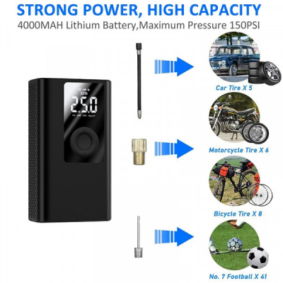 Compresor Auto Portabil PowerBank 2in1 4 USB 4000mAh Andowl QDQ555