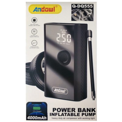 Compresor Auto Portabil PowerBank 2in1 4 USB 4000mAh Andowl QDQ555