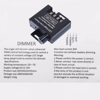 Comutator Dimmer LED Monocolor 12V/24V 30A 18A091 XXM