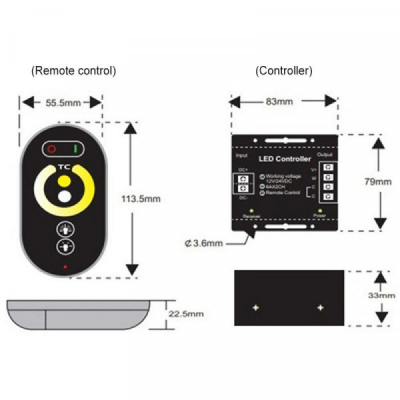 Controler cu Touch pt. LED Monocrom 12V/24V DC 3x6A CNTTO6318 XXM