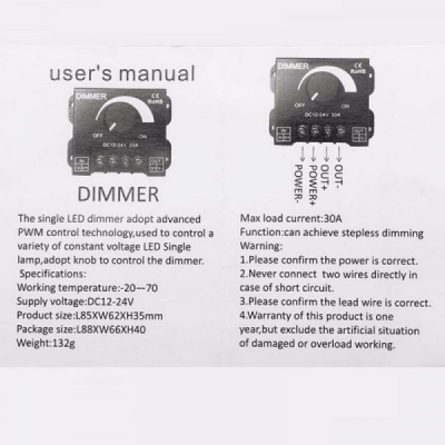 Controler Manual Variator LED Dimmer 12-24V 30A 122430 18A076 XXM