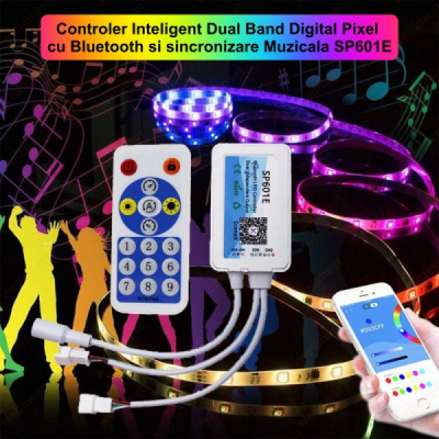 Controler pentru Banda LED Pixel 2CH Bluetooth SP601E 18A109 XXM