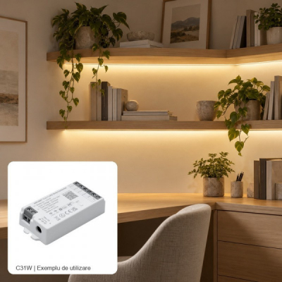 Controler WiFi si Bluetooth Tuya Banda LED 12–24V RGB/RGBW/RGB+CCT C31W 18A221 XXM