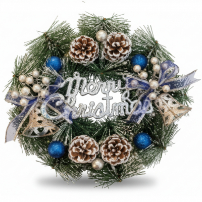 Coronita Artificiala Craciun 30cm Merry Christmas Clopotei Grunberg CDC338