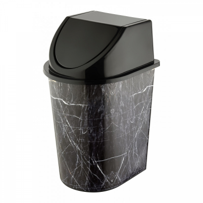 Cos de gunoi cu capac batant Marmura Neagra 6.5L Tuffex TP2228 JGR