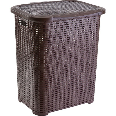 Cos de Rufe din Plastic cu Aspect Rattan 45L Tuffex TP7019 JU Maro