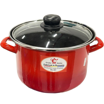 Cratita Adanca Emailata Rosie Capac Sticla 20cm S317 CNN52405