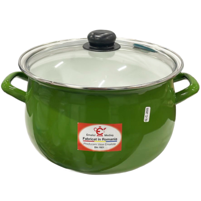 Cratita Bombata Emailata Capac Sticla Div.Culori 24cm S3217 CNN52403