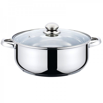 Cratita din inox cu capac din sticla 28cm 5.5l Grunberg GR3119