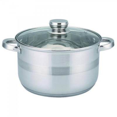 Cratita Inox cu Manere si Capac de Sticla 6.5L 24cm Sapir SP1210LI24