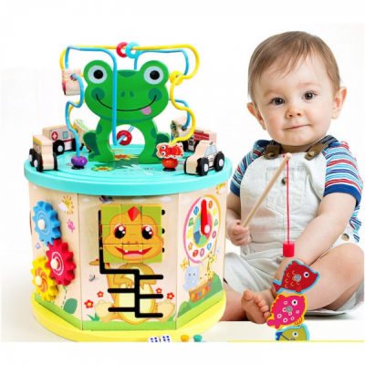 Cub educativ Copii lemn 10in1 Broscuta cu masinute si joc pescuit MUT0017 CWT