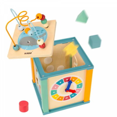 Cub educativ Copii din lemn Kabi Ocean 5in1 Activity Cube 0107 CWT