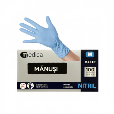 Cutie 100 Manusi Medica Nitril Nepudrate Albastre M CNN51498
