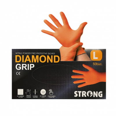 Cutie 50 Manusi Diamond Nitril Nepudrate Portocaliu L CNN51501