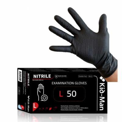 Cutie 50 Manusi negre de nitril grip N50 nepudrate Kid-Man Mar. L DNC63557