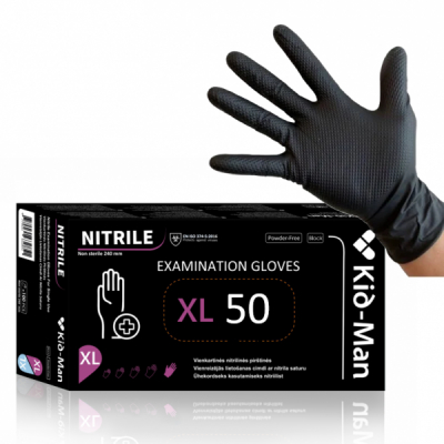Cutie 50 Manusi negre de nitril grip N50 nepudrate Kid-Man XL DNC63559