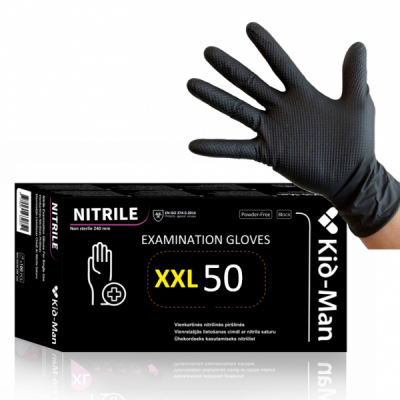 Cutie 50 Manusi negre de nitril grip N50 nepudrate Kid-Man XXL DNC63558