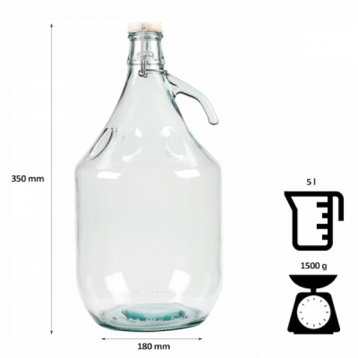 Damigena Transparenta Sticla In cos cu maner si dop 5l 35x18cm DNC3391 CNN3998