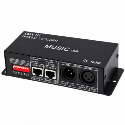 Decodor DMX512 pentru LED RGBW 4 Canale 12-24V DC 8A/Canal DMX-H1 18A220 XXM