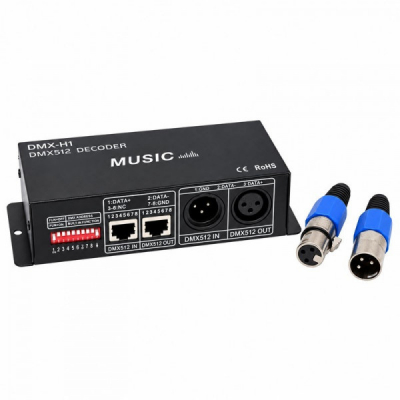 Decodor DMX512 pentru LED RGBW 4 Canale 12-24V DC 8A/Canal DMX-H1 18A220 XXM