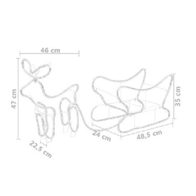 Decoratiune de Craciun Ren cu Sanie 47x125cm Furtun LEDuri Alb Cald