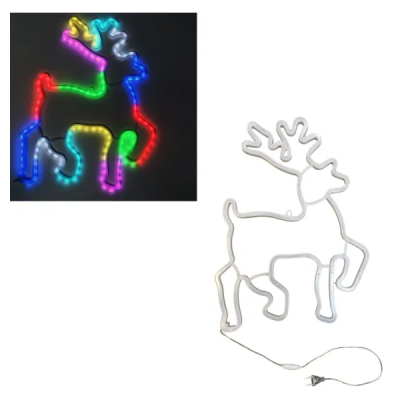 Decoratiune Ren Craciun Luminos LED Multicolor 50x35cm Priza NMG