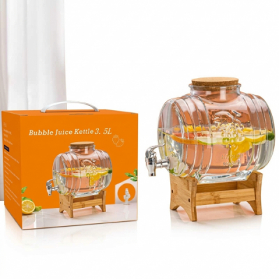 Dispenser Limonada Robinet si Suport 3.5L Sticla Bambus Wei A16506 DNC68095