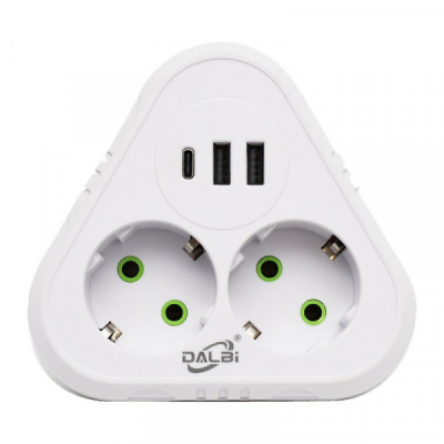 Dublu Stecher Schuko 2 USB si 1 Tip C 2500W Alb F203 DALBI 14F027 XXM