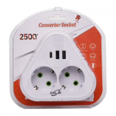 Dublu Stecher Schuko 2 USB si 1 Tip C 2500W Alb F203 DALBI 14F027 XXM