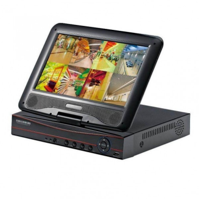 DVR 8 Canale CCTV cu LAN si Monitor LCD 10 Inch pentru 8 Camere Video