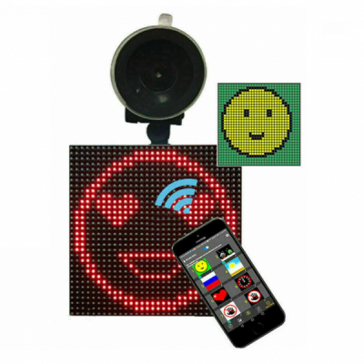 Ecran LED Emoticon Auto Afisaj Live Bluetooth 13x13cm 1024P USB 79-142