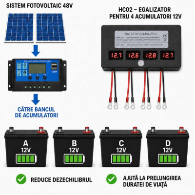 Egalizator Acumulatori 48V 4 Afisaje LED 4 Baterii 12V HC02 DALBI 0A006 XXM