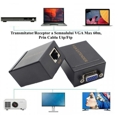 Extender Semnal Video VGA 60m prin Cablu UTP/FTP 2C026 XXM