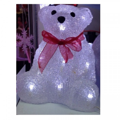 Figurina Luminoasa de Craciun Urs Polar cu Funda si LEDuri 20cm 3166