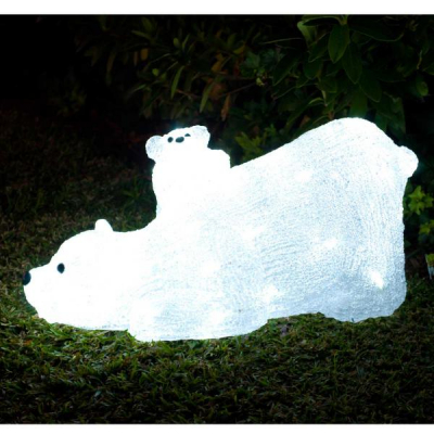 Figurina Luminoasa Craciun Urs Polar cu Pui 220V Acril LED 40cm 3164